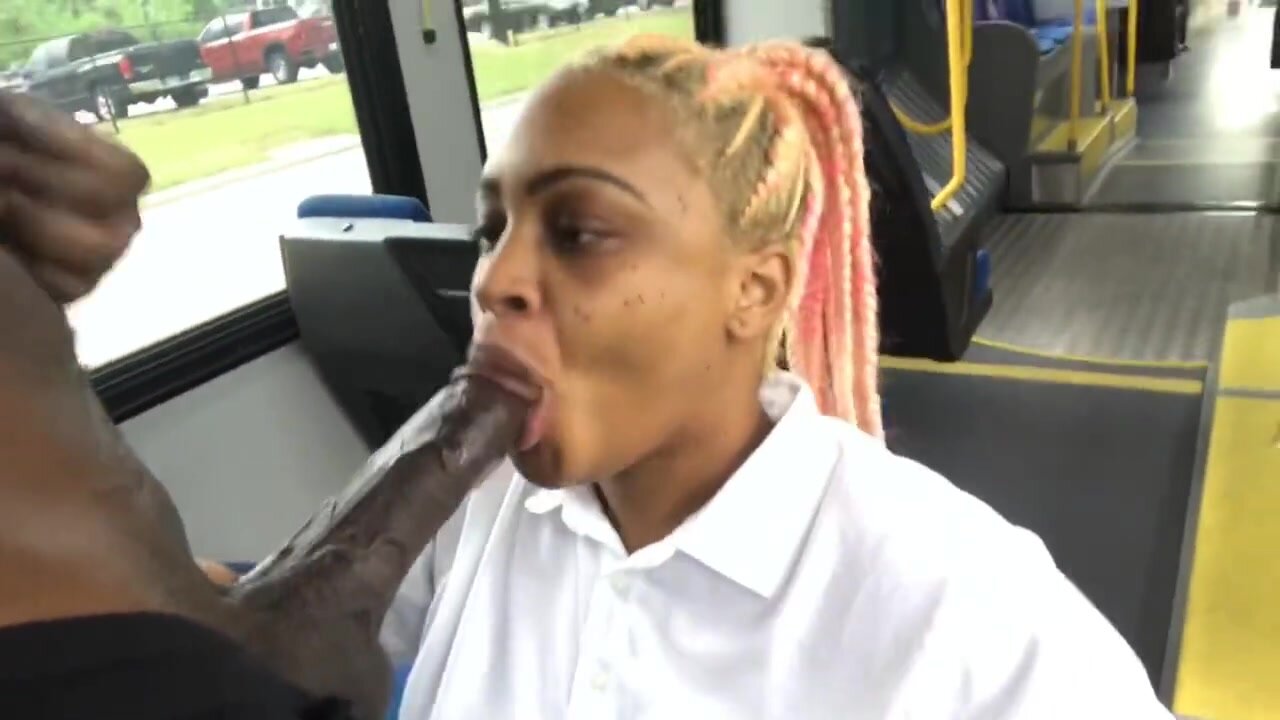 Black guy gets head and cums on public bus
