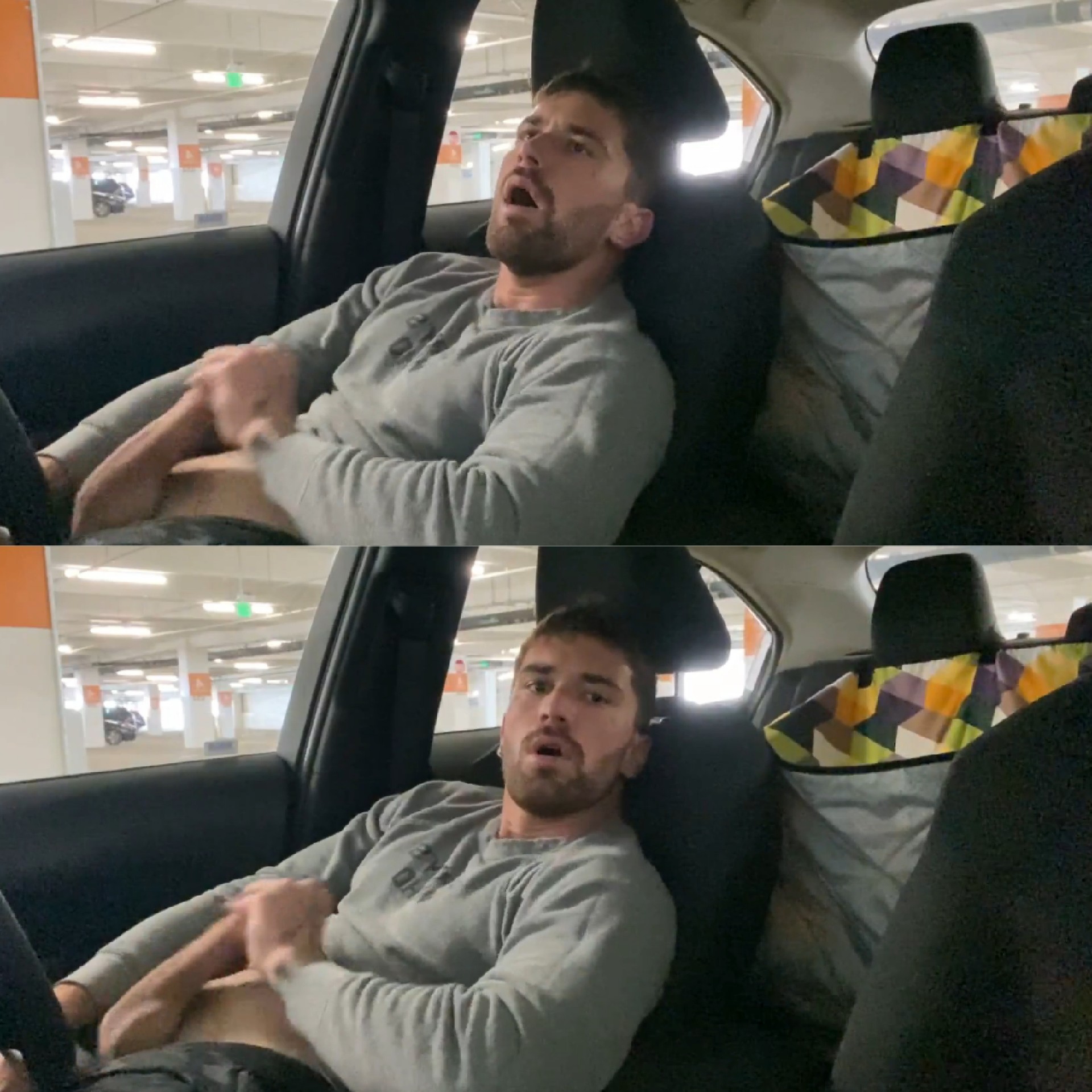 JACK OFF IN HIS CAR AT PARKING LOT