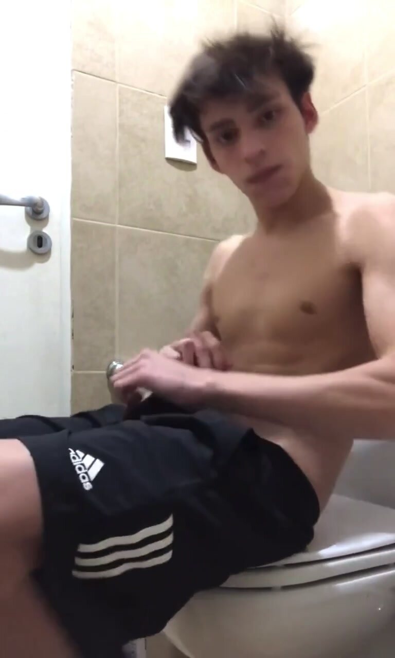 Twink Jerks Off and Cums in Bathroom