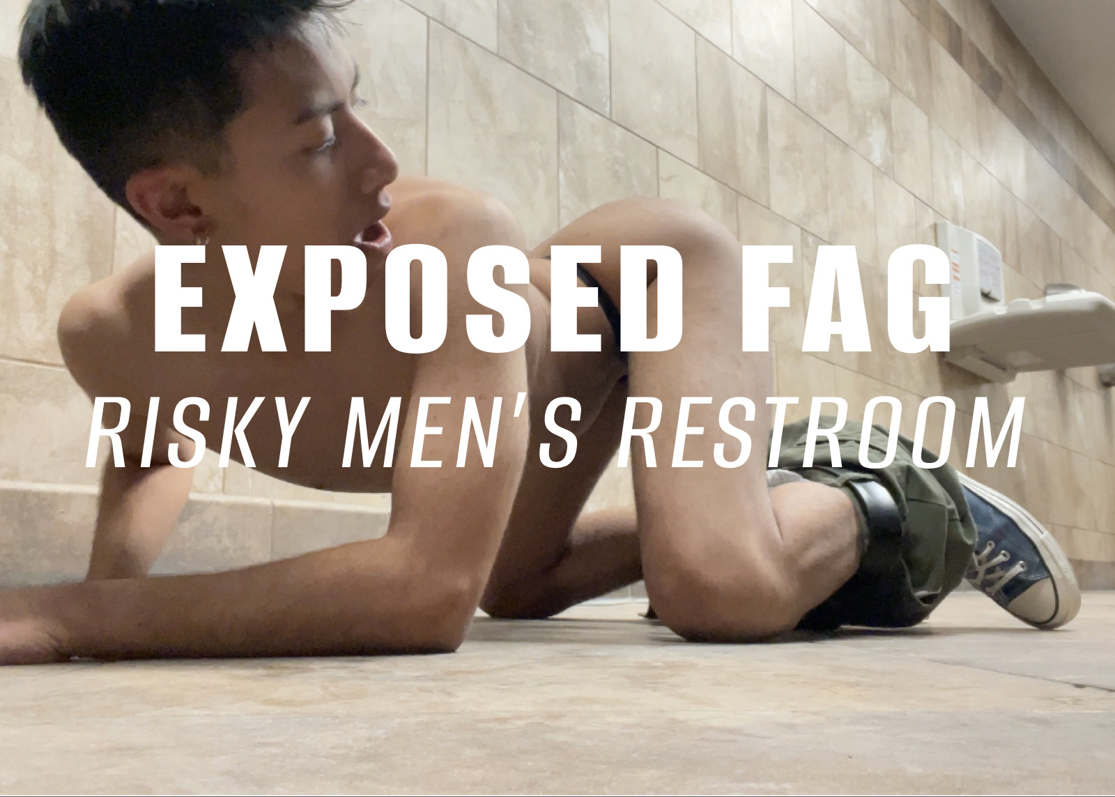 Fag Exposes Himself in Men's Restroom