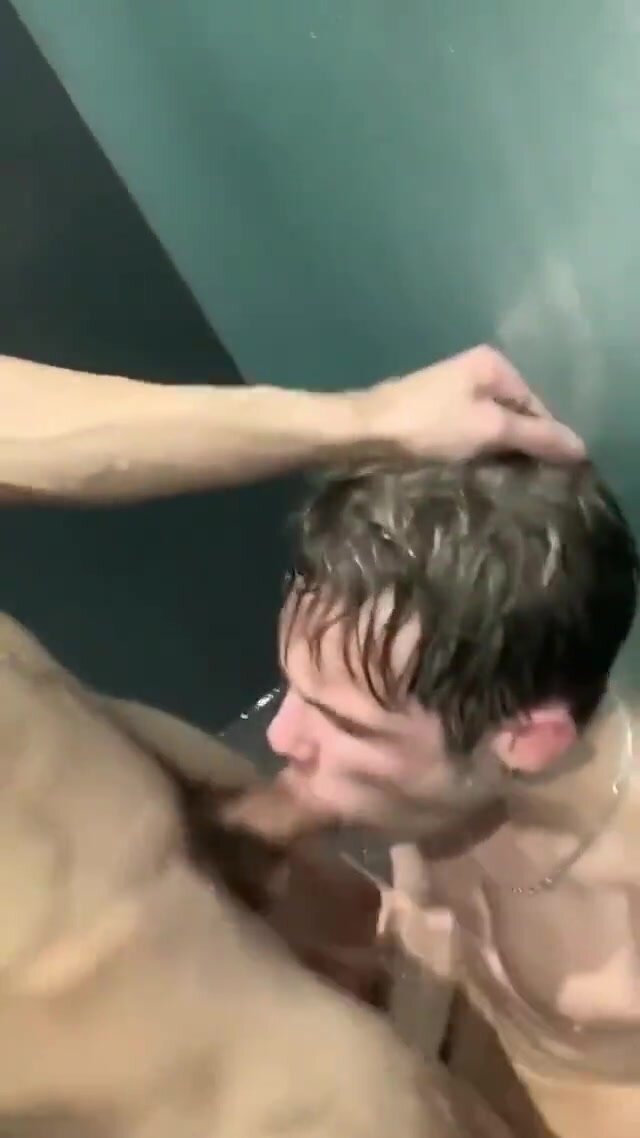 Fucking his throat under the shower