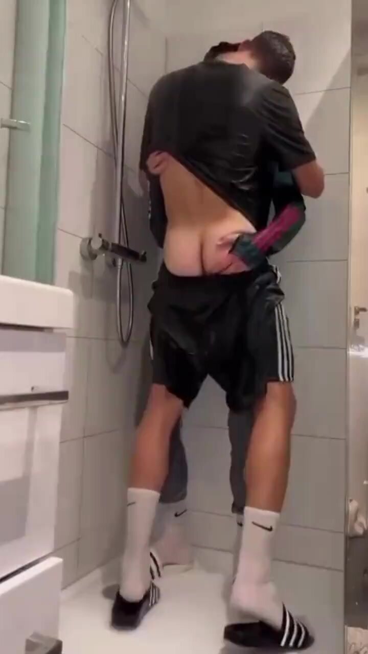 Twinks wearing sportswear getting horny in the shower