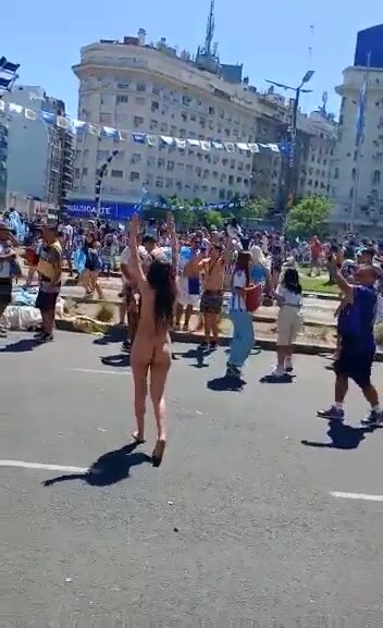 Naked Argentina chick celebrates world cup