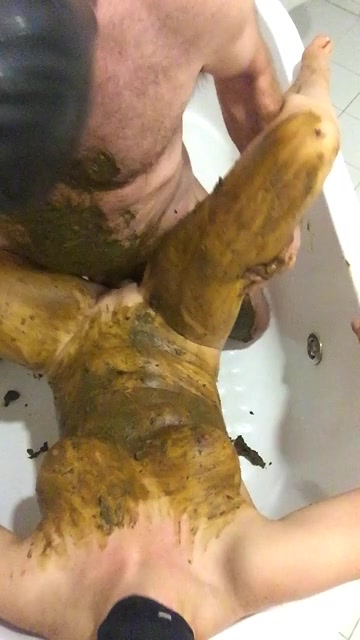 Scat session in bath with smothering and fucking