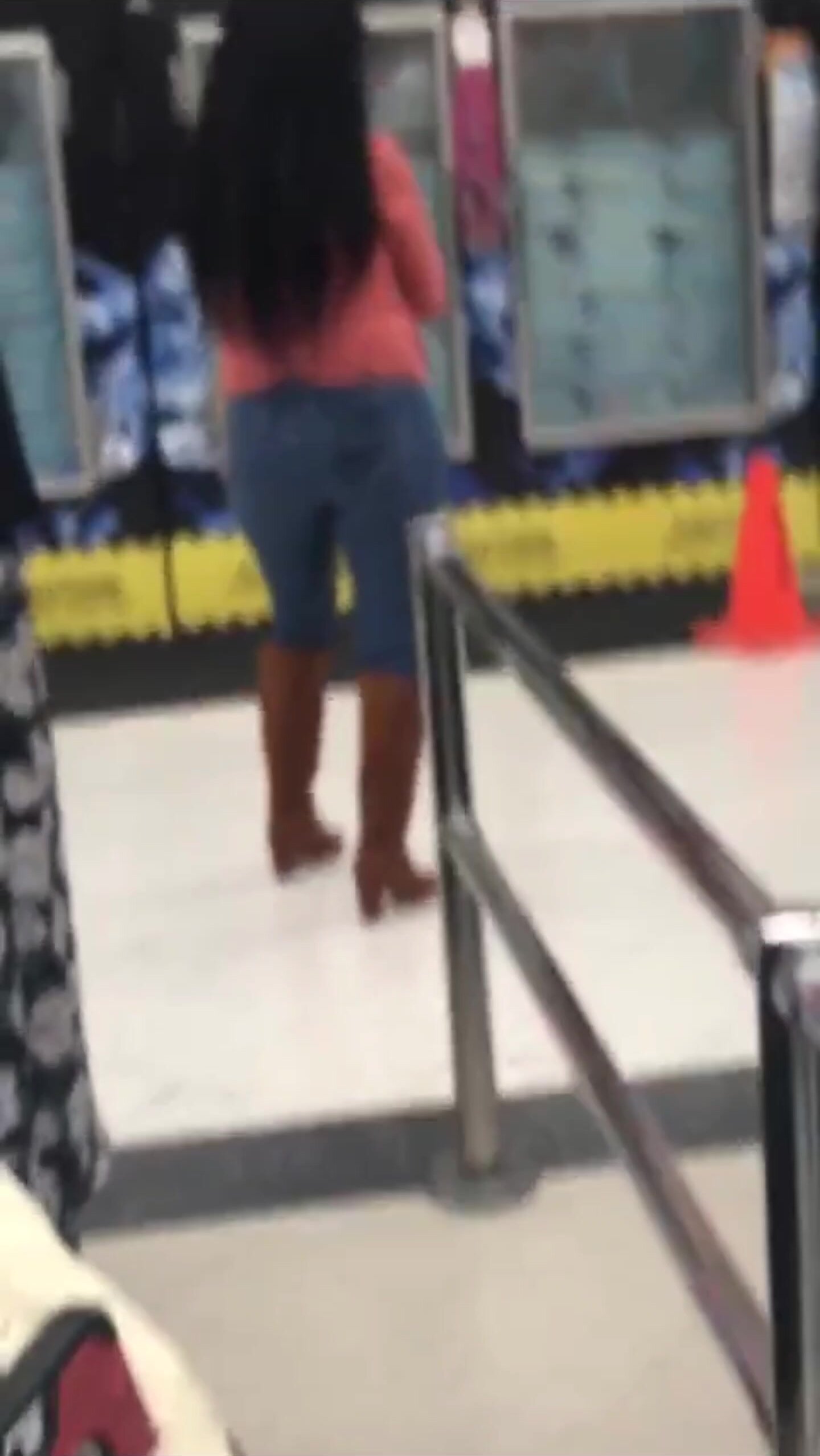 Woman wet herself in public