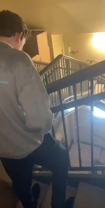 Pissing in stairwell - video 2