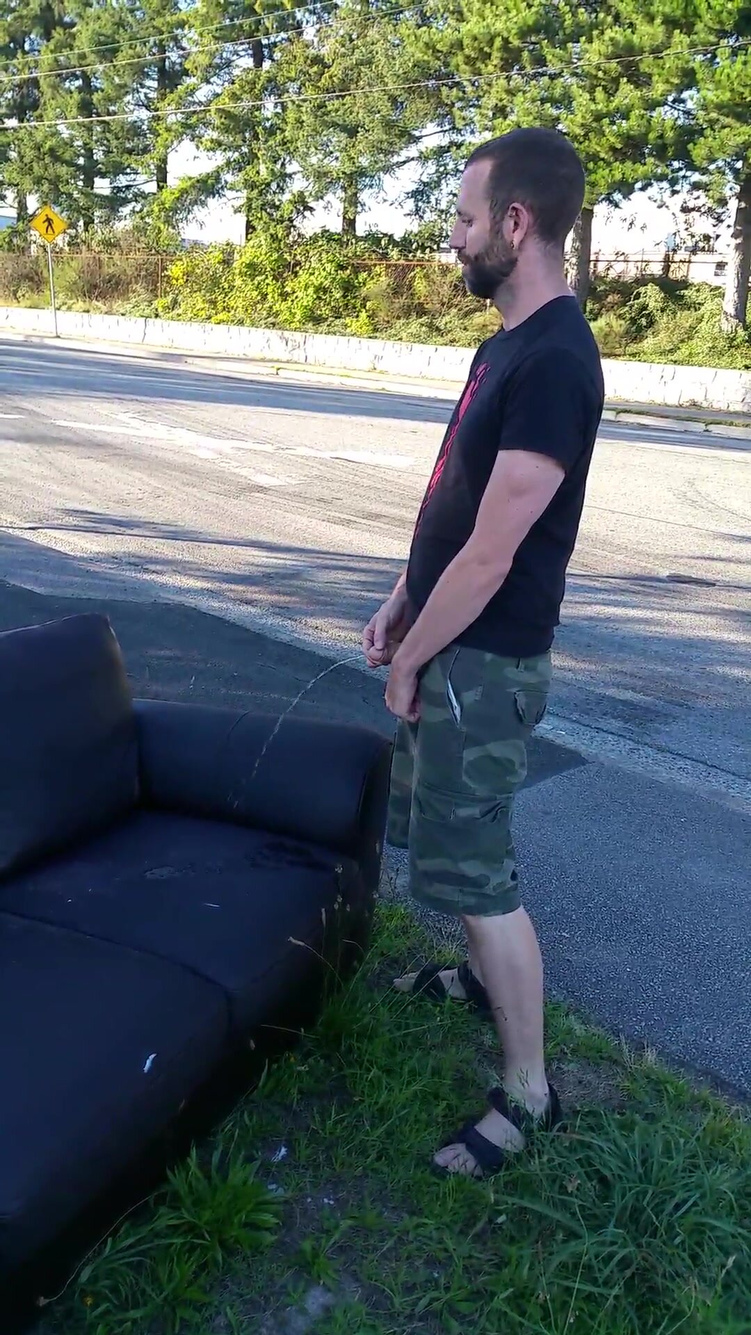 public couch roadside piss