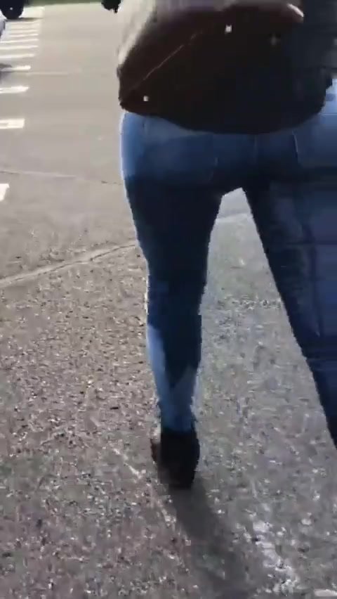 Girl flees the scene while wetting her jeans
