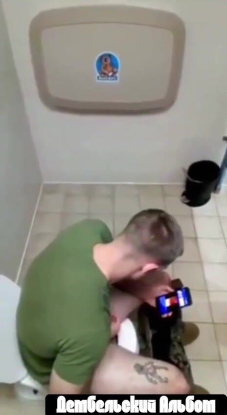 Military public restroom jerk off with cum