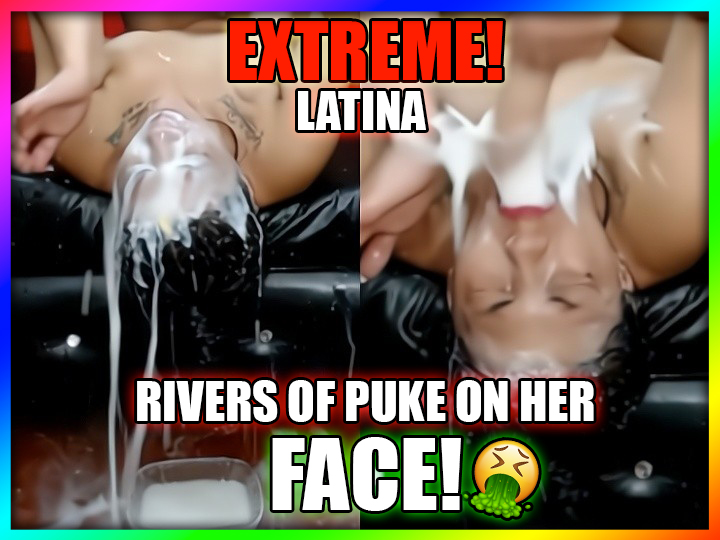 INSANE CAMGIRL PUKE RIVERS OF VOMIT ON HER FACE