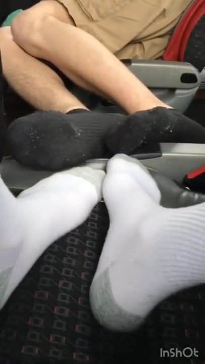 Feet show during the bus ride
