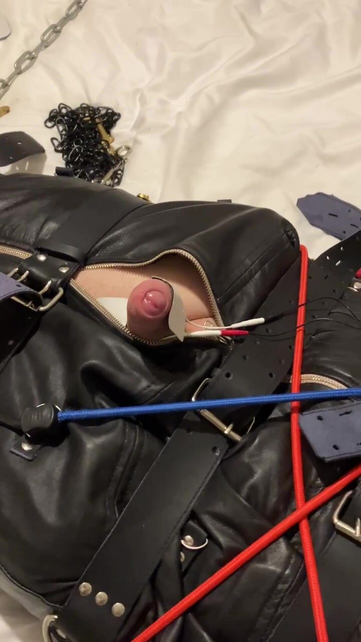 Faggot in sack with electro