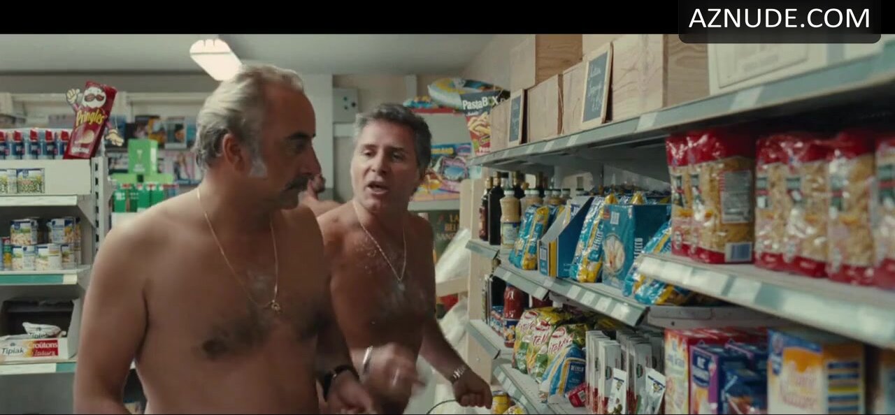 Two French men shopping at a clothing optional store