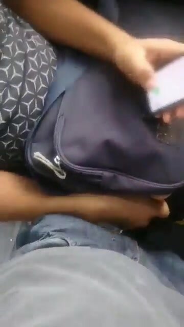 Secretly cruising in the bus with big bulge