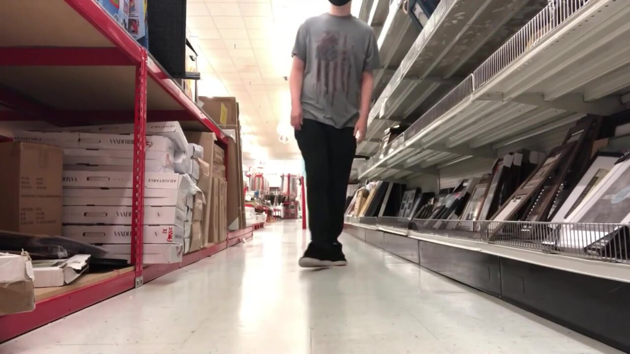 walking around a store naked