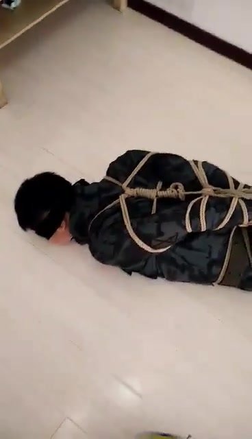 Asian Soldier Hogtied