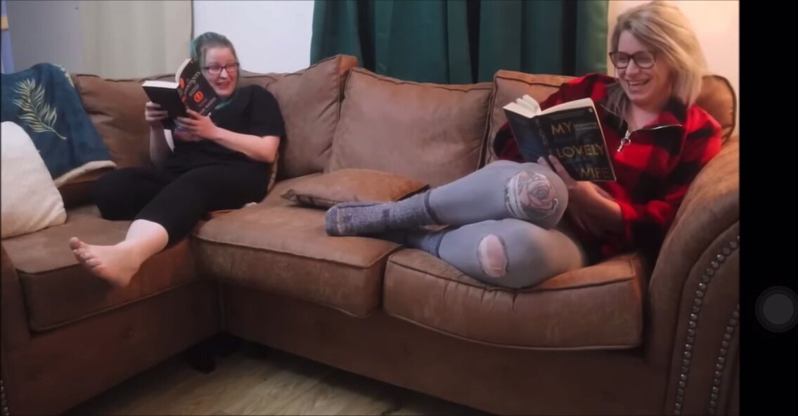 Blonde girl couch farts