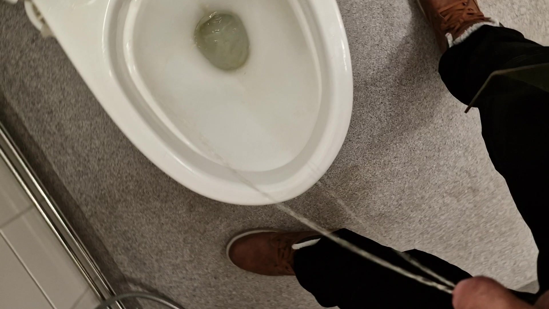 Pissing around in public toilet