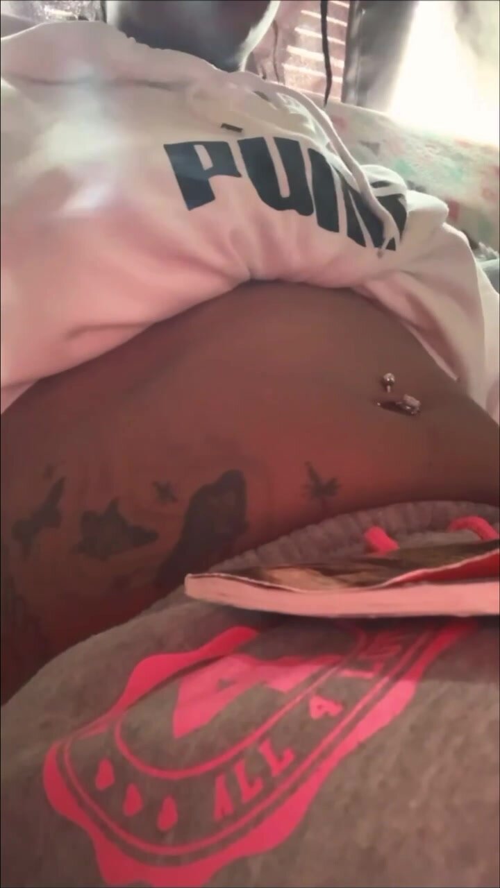 Sexy girl’s belly is bloated (with belly massages)