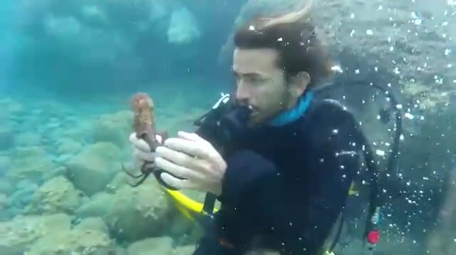 Turkish scubadiver unmasked underwater
