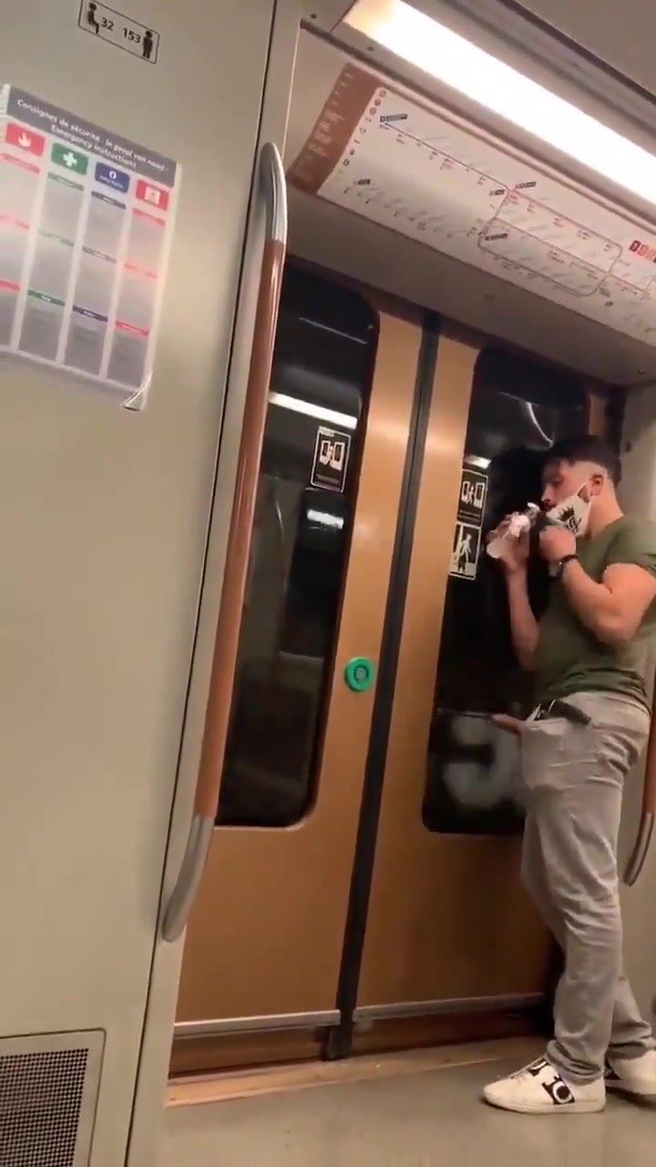 Cock out on subway