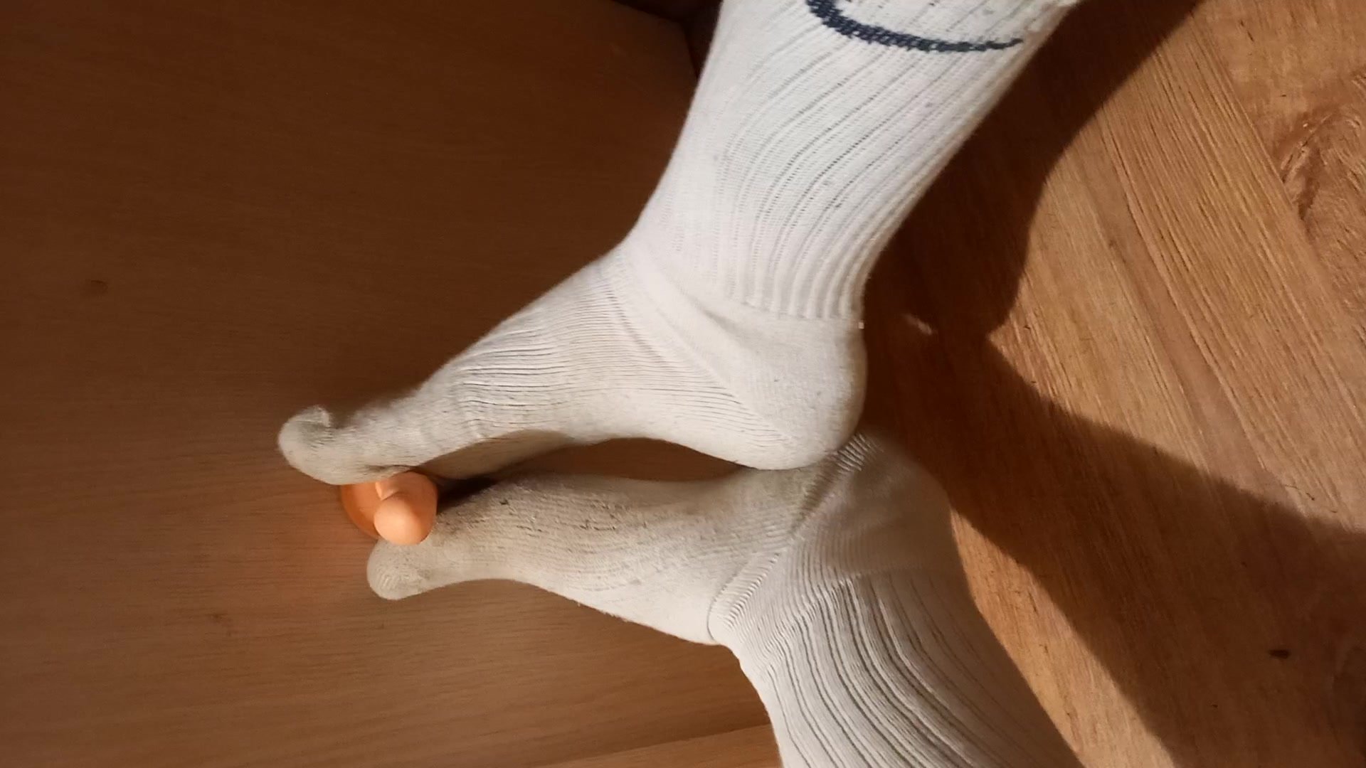 Dirty white Nike socks play with dildo