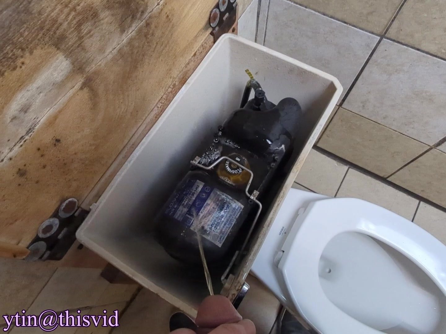 Public Restroom Top Tank Flushmate Toilet Piss