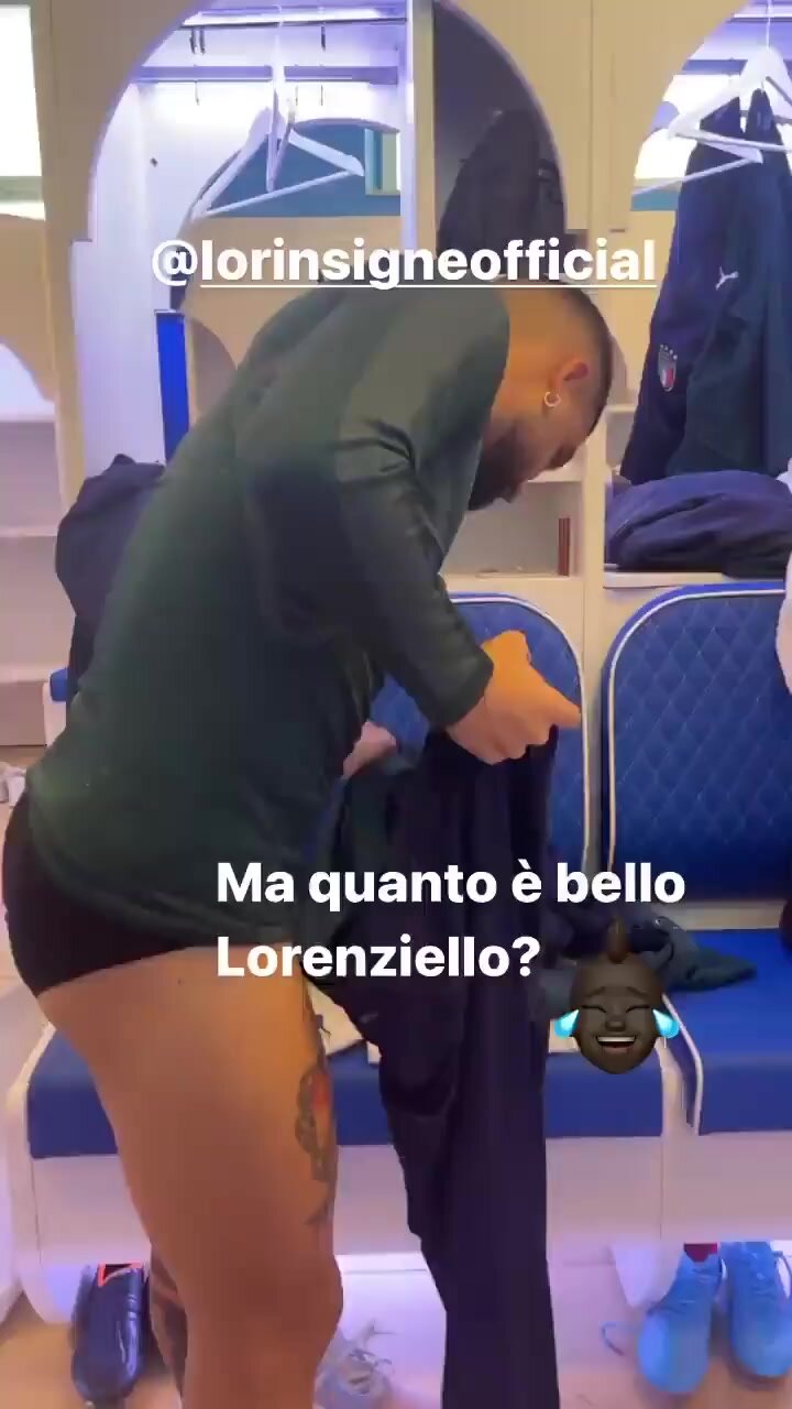 Italian footballer in briefs in the changing room