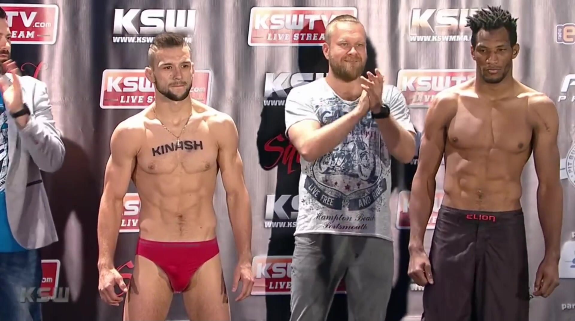 weigh in, small bulge in red bikini briefs, same guy
