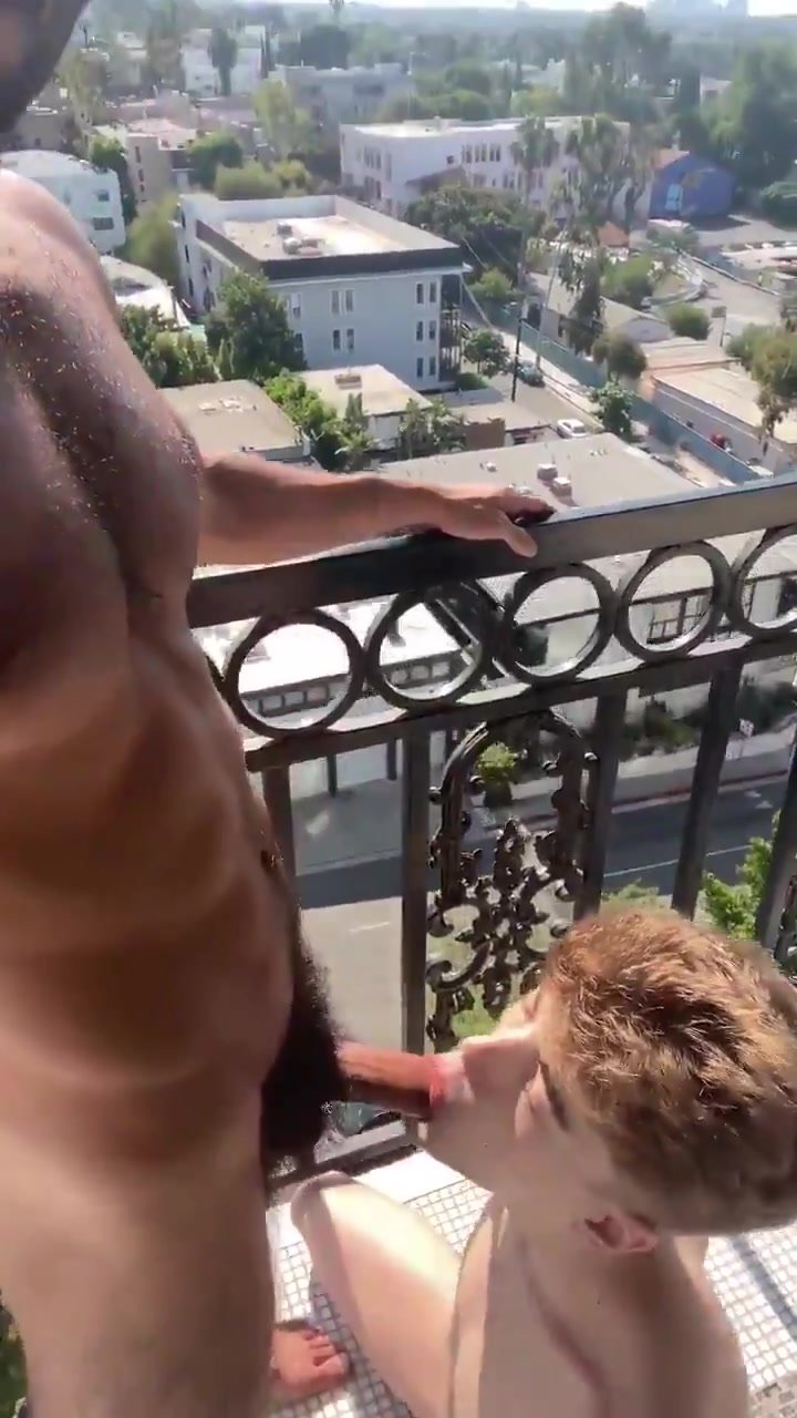 Sucking dick on balcony