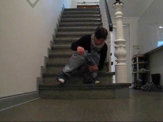 Teen poops on stairs