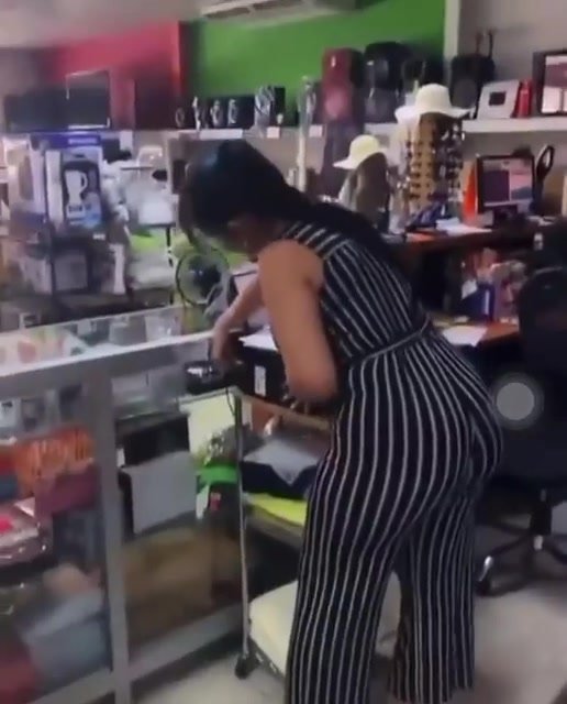 Sexy girl pulls wedgie out in front of coworkers