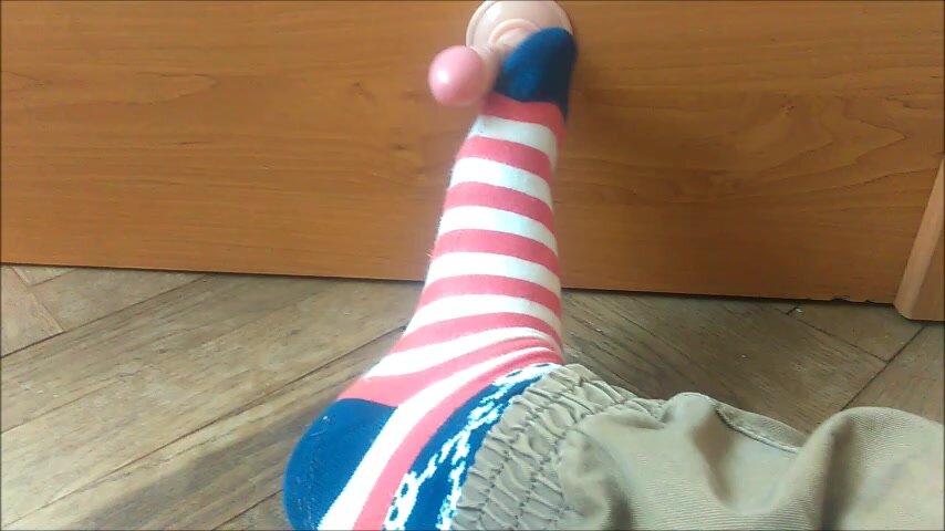 Socks play with a dildo