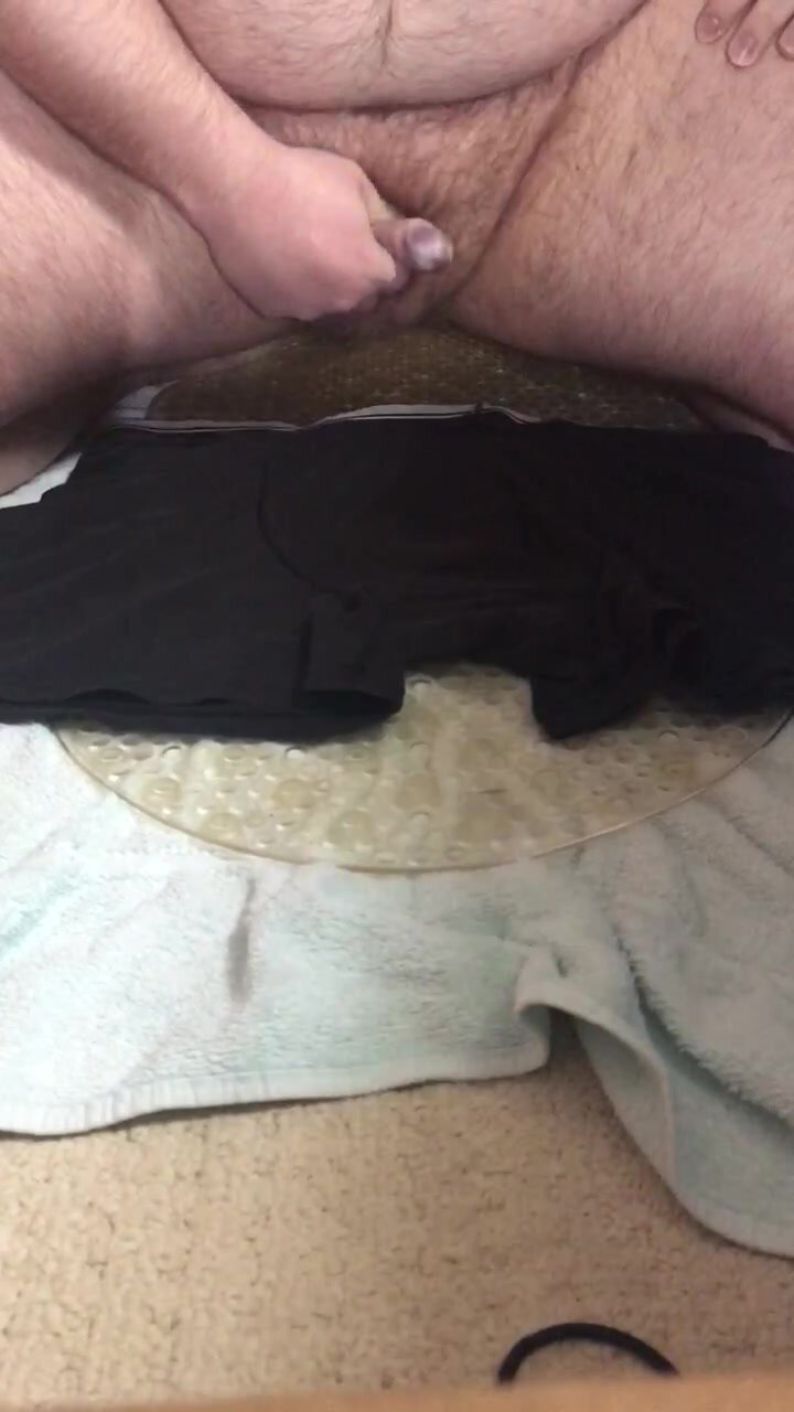 Chubby micropenis jacking off on boxers