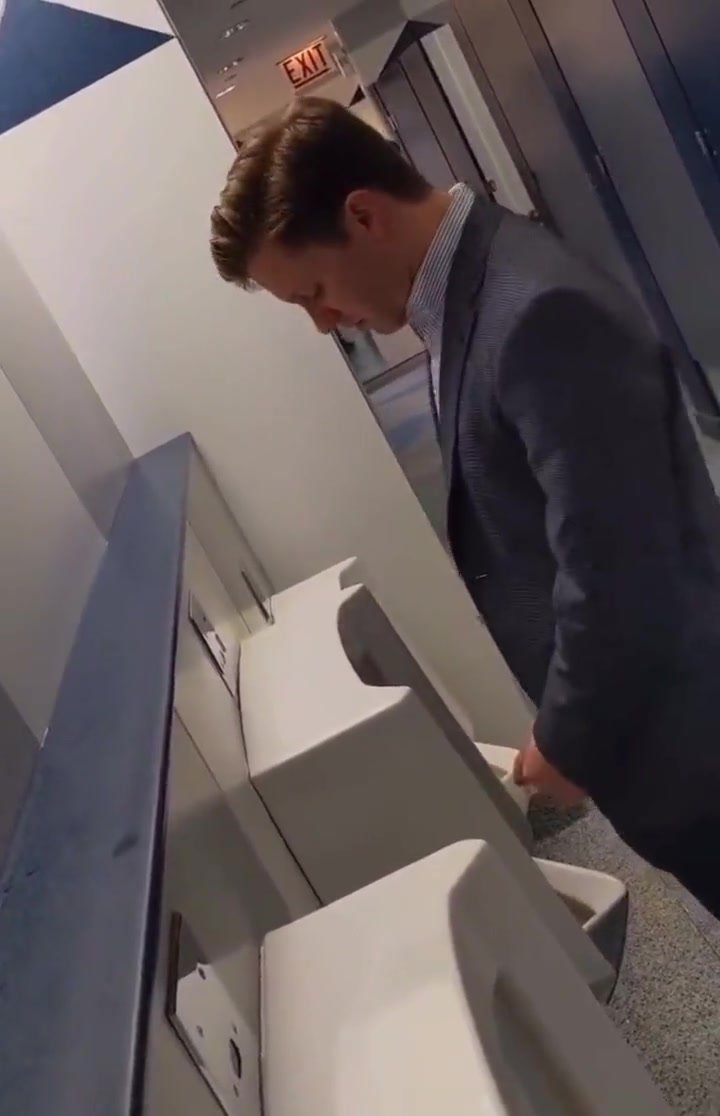 big dicked business man at urinal