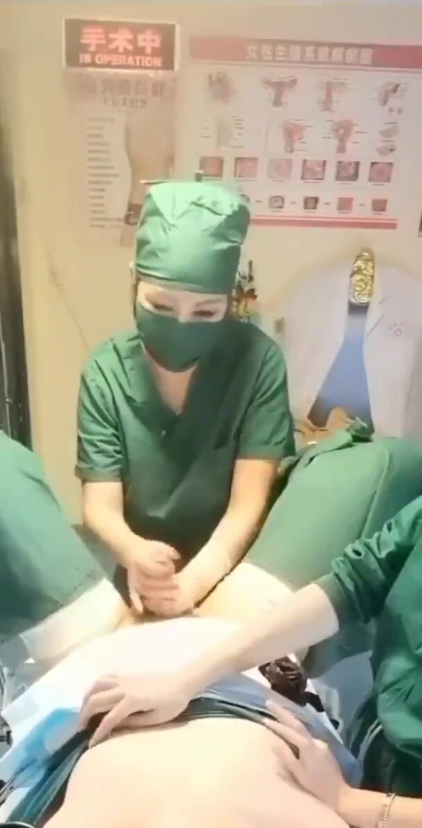 Asian doctors jerk the cum out of a patient