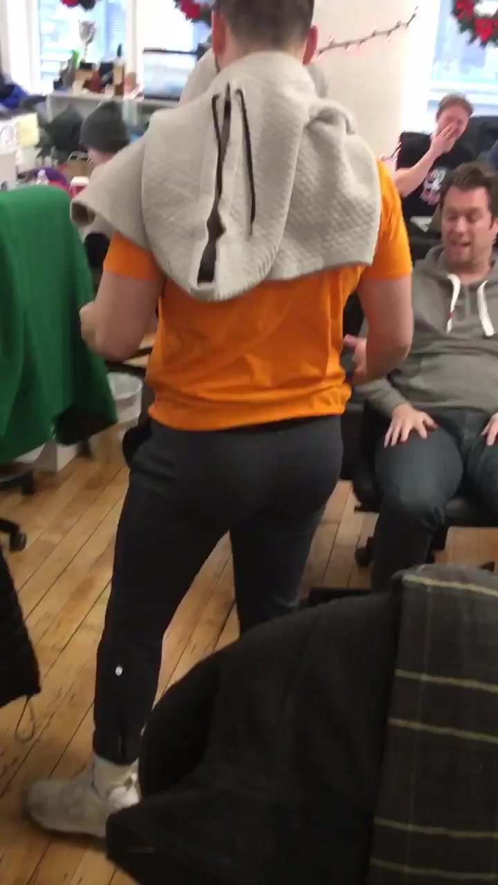coworkers bully man for having a fat ass