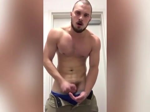 slapping his dick, jerking off, eating his cum