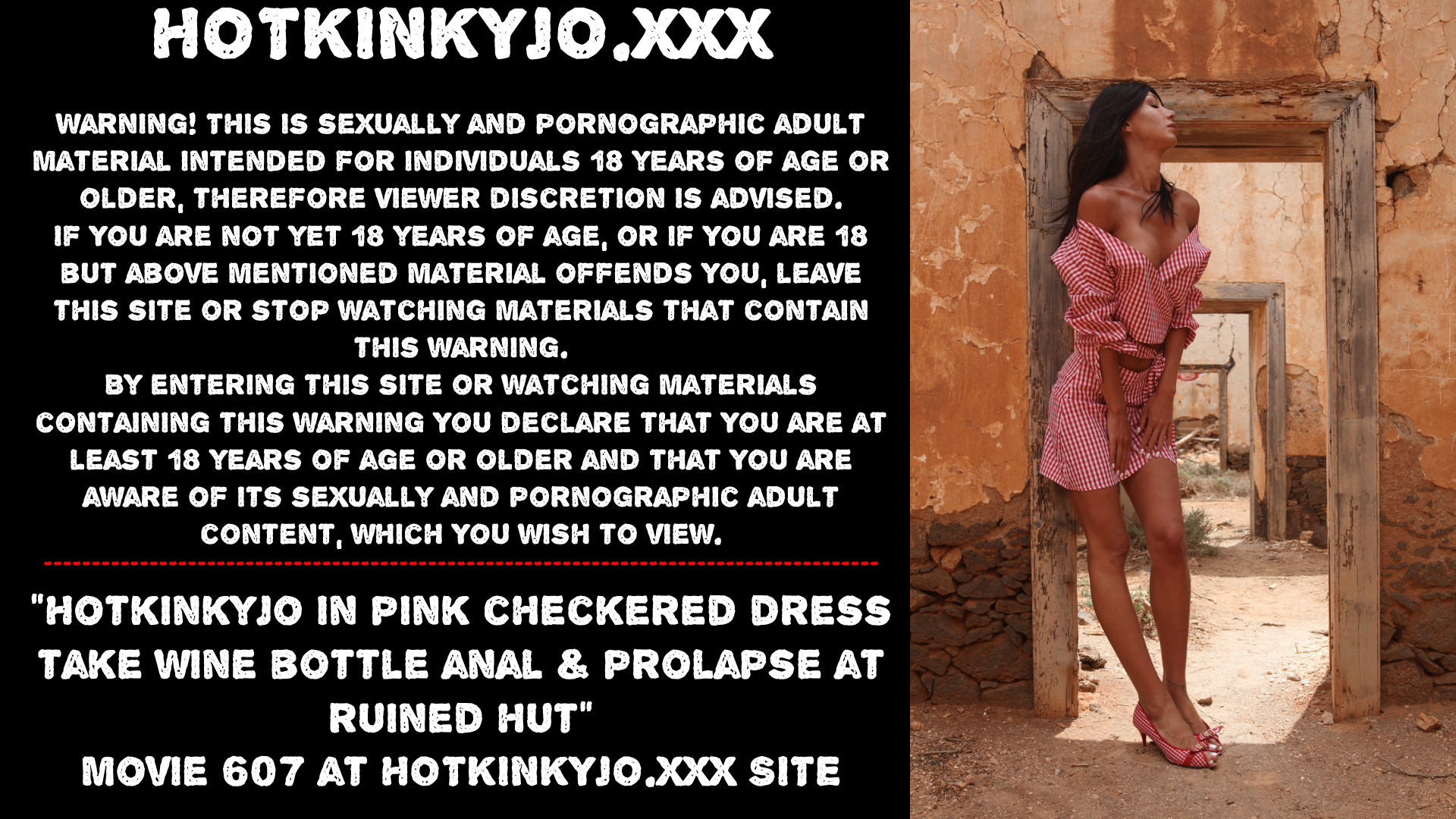 Hotkinkyjo  pink checkered dress take wine bottle anal