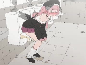 Anime girl diarrhea in urinal