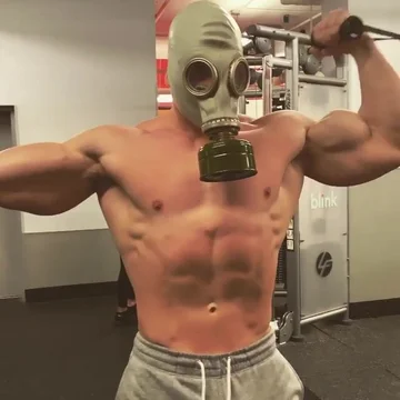 Gas Mask Gay Porn - Bodybuilder gas mask workout - ThisVid.com