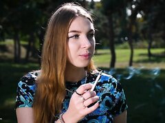 Girl smoking and littering - video 5