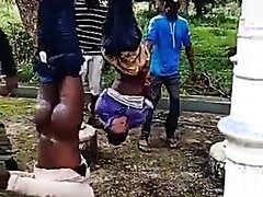 Thieves tied and severely whipped by mob (real)