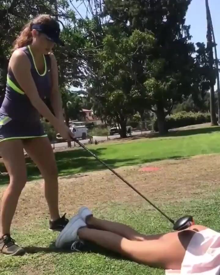 Cute golfer tees off from girls ass, clips her cheeks