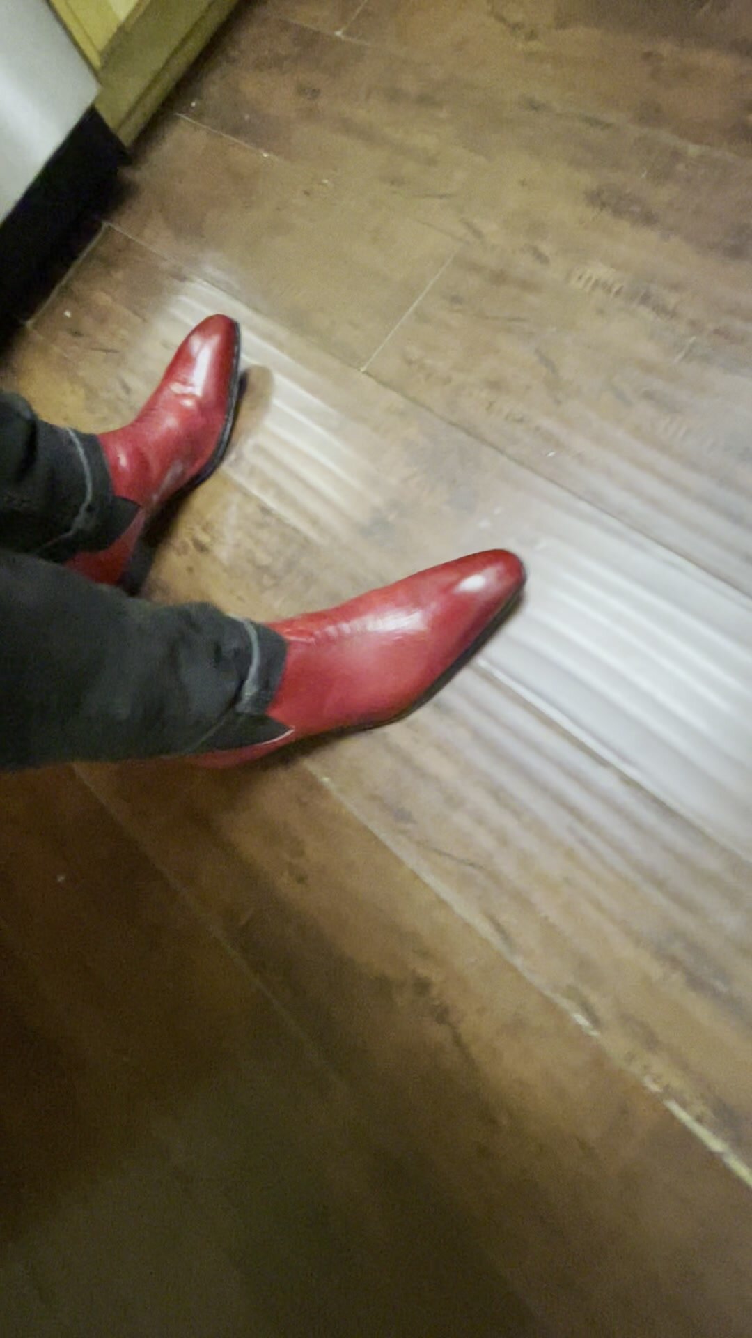 Master Showing off his Red Chelsea Boots