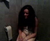 Woman sleeping on the toilet 2