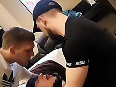 2 alphas spit in faggot's mouth