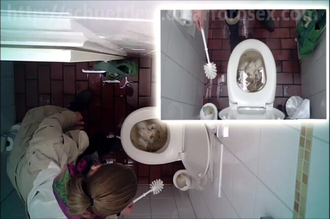 German girl diarrhea and clogged toilet
