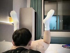 handsome Liu Naitang in white socks dominates cute boy