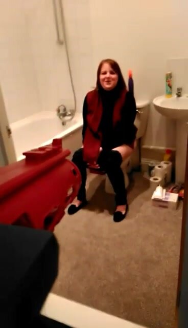 Woman got nerfed on toilet